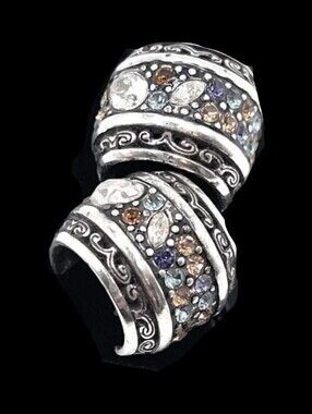 Brighton Trust Your Journey Multi Colored Swarovski Crystal Hoop Earrings